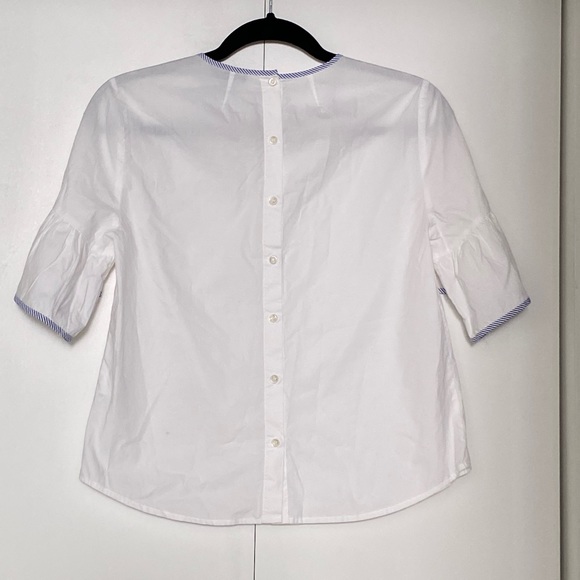 J.Crew White  Button Back Bell Sleeve Top - Picture 5 of 6